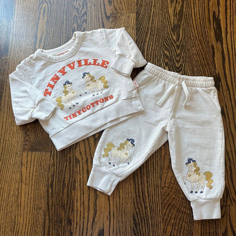 Tiny Cottons Tinyville Horse Sweatshirt and Pants Set (2Y)